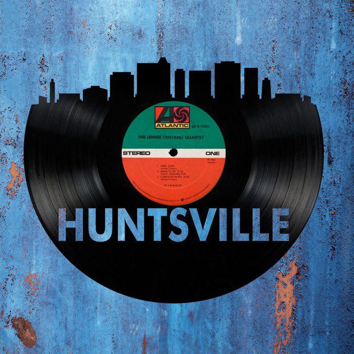 Huntsville Alabama Skyline Vinyl record art cut from a actual vinyl record