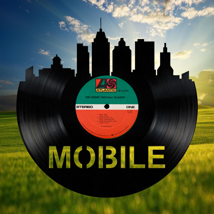MOBILE Alabama Skyline Vinyl record art cut from a actual vinyl record