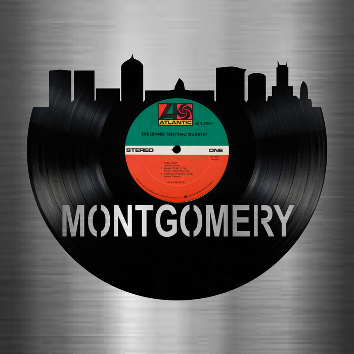 MONTGOMERY Alabama Skyline Vinyl record art cut from a actual vinyl record
