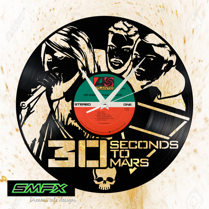 30 seconds to mars Laser Cut Vinyl Record artist representation or vinyl clock