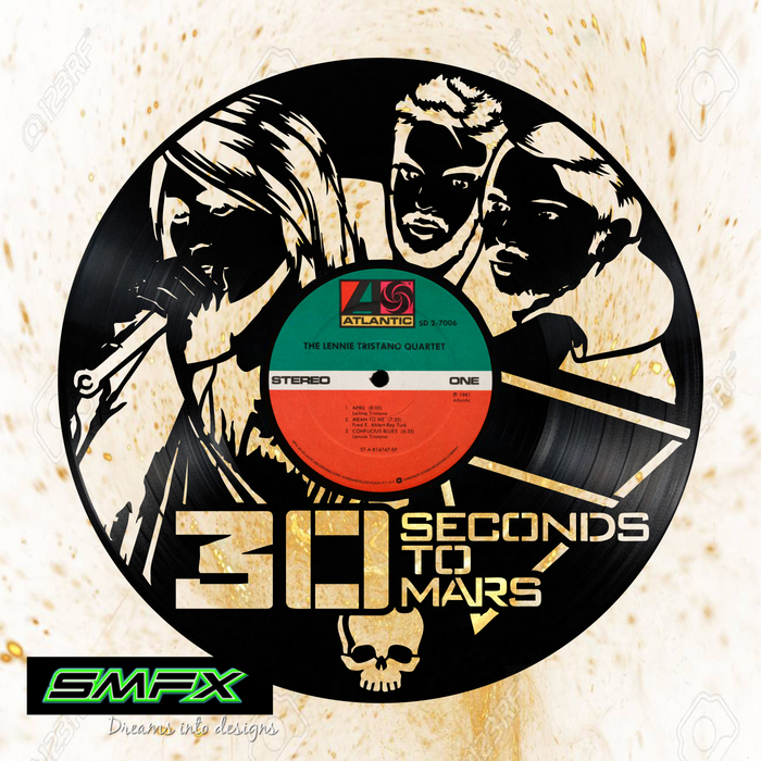 30 seconds to mars Laser Cut Vinyl Record artist representation or vinyl clock