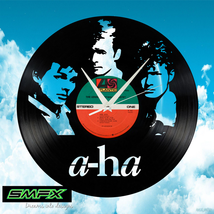 A HA circle Laser Cut Vinyl Record artist representation or vinyl clock