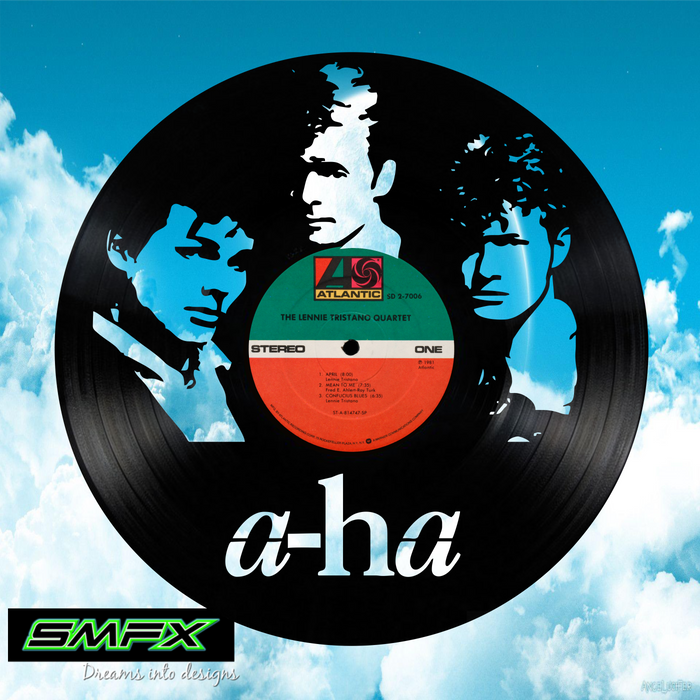 A HA circle Laser Cut Vinyl Record artist representation or vinyl clock