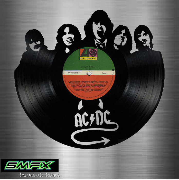 AC-DC Laser Cut Vinyl Record artist representation or vinyl clock