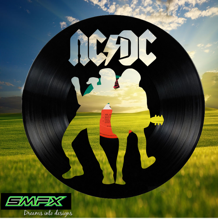 AC-DC Laser Cut Vinyl Record artist representation or vinyl clock