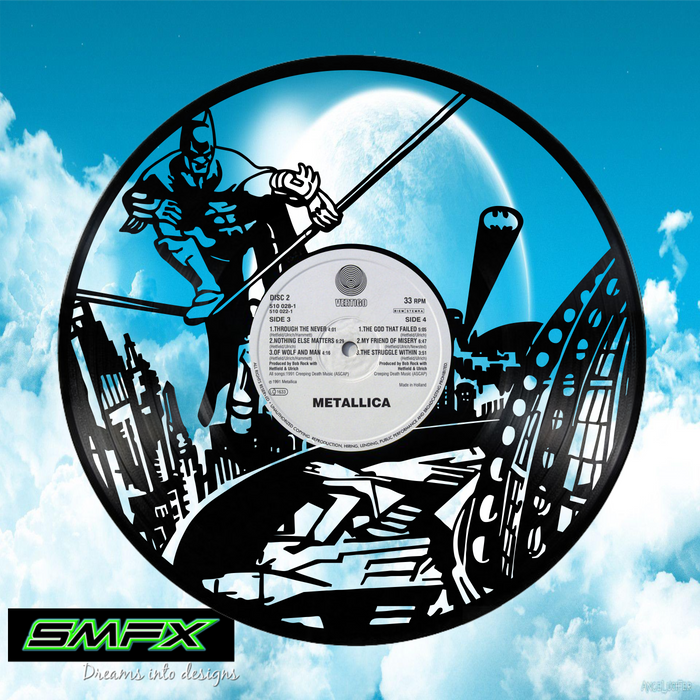 BATMAN Laser Cut Vinyl Record artist representation or vinyl clock