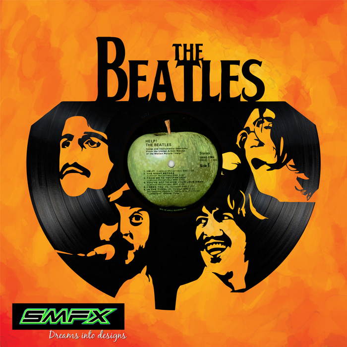 Beatles Laser Cut Vinyl Record artist representation or vinyl clock