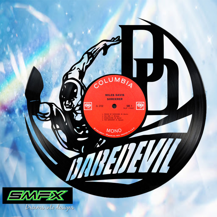 DAREDEVIL Laser Cut Vinyl Record artist representation or vinyl clock