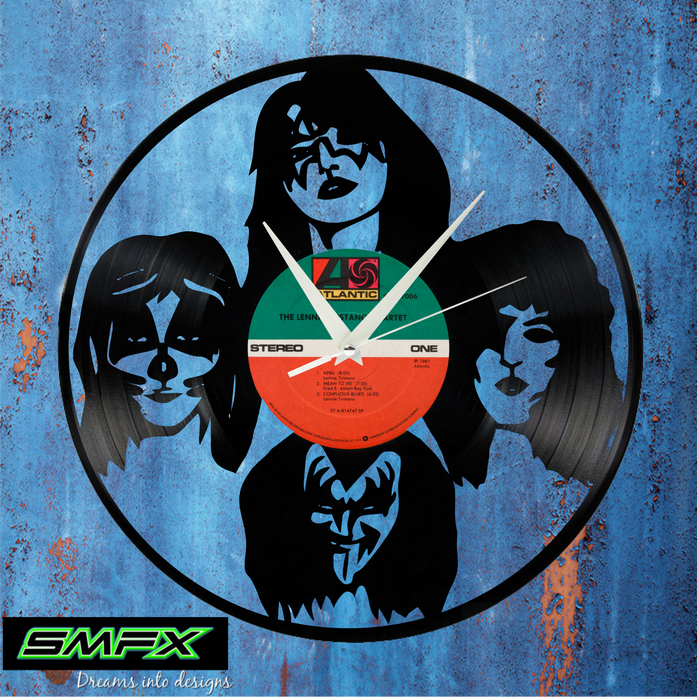 kiss Laser Cut Vinyl Record artist representation or vinyl clock