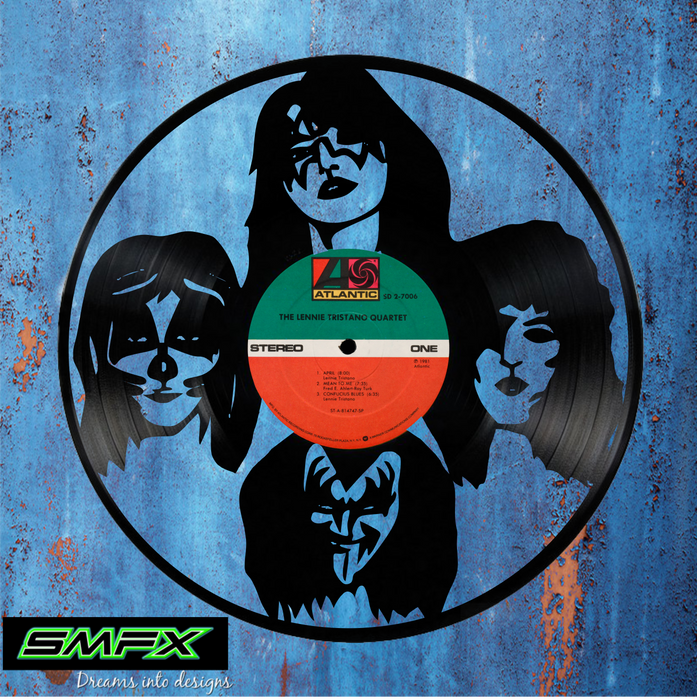 kiss Laser Cut Vinyl Record artist representation or vinyl clock