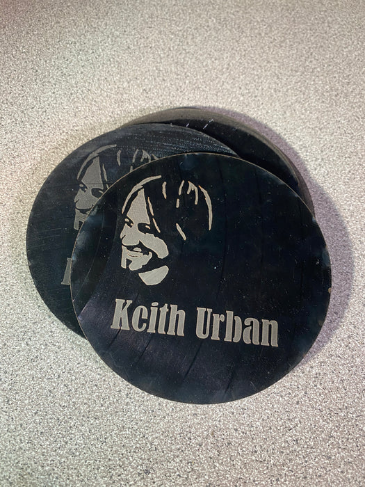 Keith Urban Laser Engraved Coaster Set of 4 Cut Vinyl Record artist representation