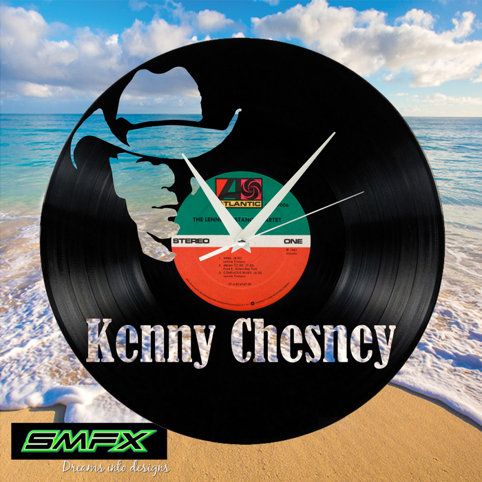 Kenny Chesney Laser Cut Vinyl Record artist representation or vinyl clock