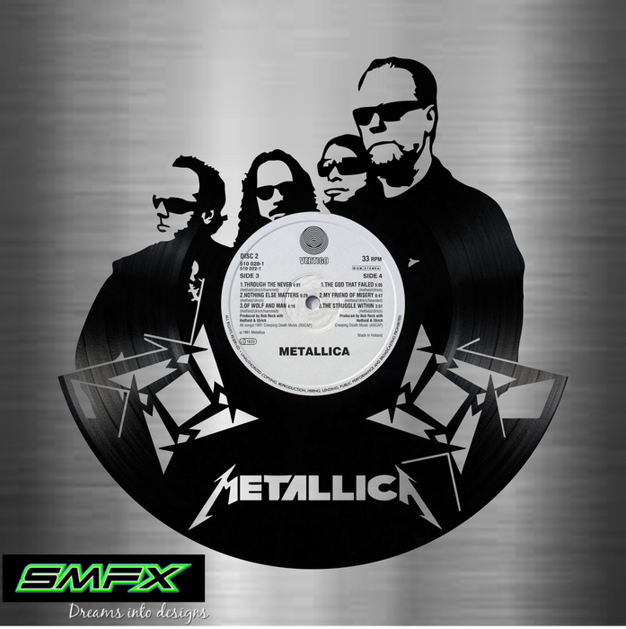 METALLICA Laser Cut Vinyl Record artist representation or vinyl clock