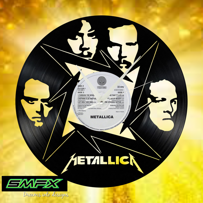 METALLICA Laser Cut Vinyl Record artist representation or vinyl clock