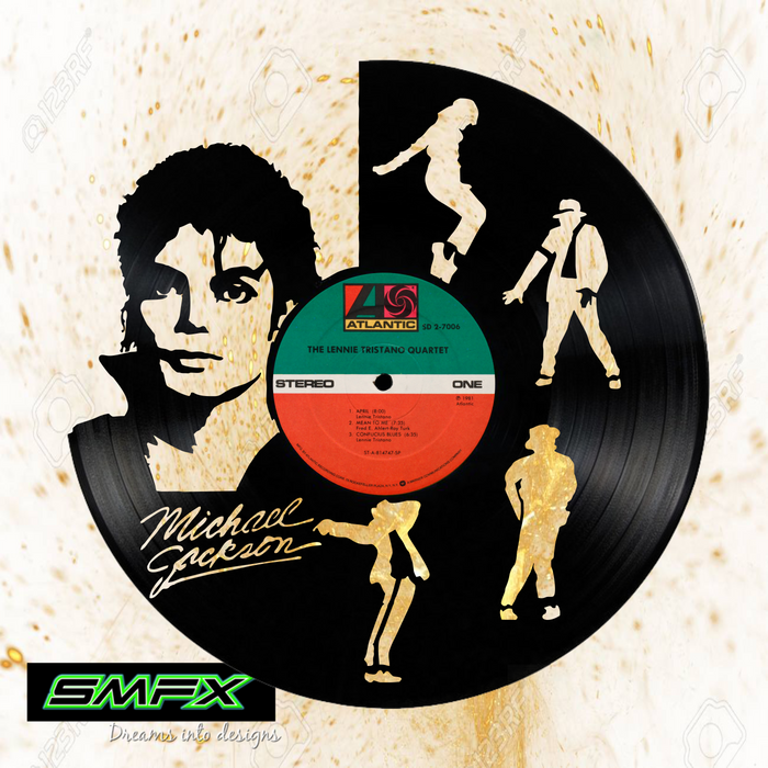 Michael Jackson Laser Cut Vinyl Record artist representation or vinyl clock