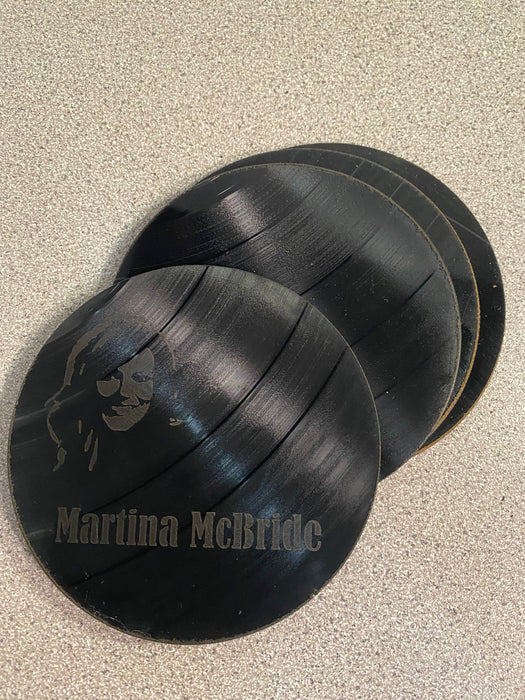 Martina McBride Laser Engraved Coaster Set of 4 Cut Vinyl Record artist representation