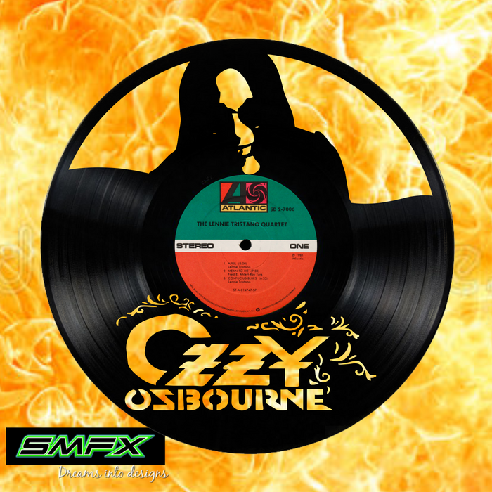 ozzy Laser Cut Vinyl Record artist representation or vinyl clock