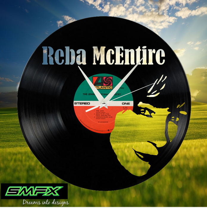 Reba McEntire Laser Cut Vinyl Record artist representation or vinyl clock