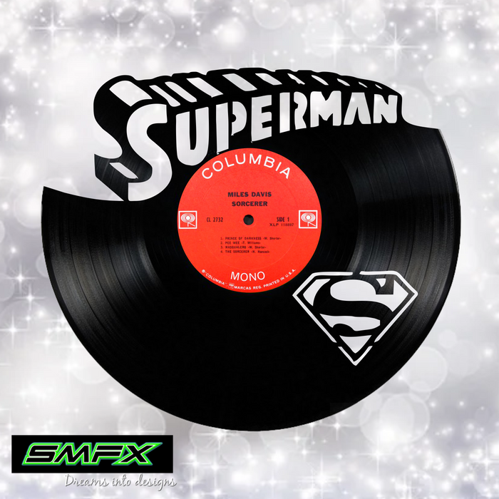 SUPERMAN Laser Cut Vinyl Record artist representation or vinyl clock