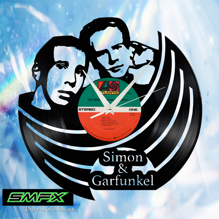 simon and garfunkel Laser Cut Vinyl Record artist representation or vinyl clock