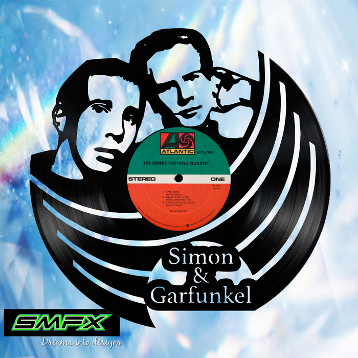 simon and garfunkel Laser Cut Vinyl Record artist representation or vinyl clock