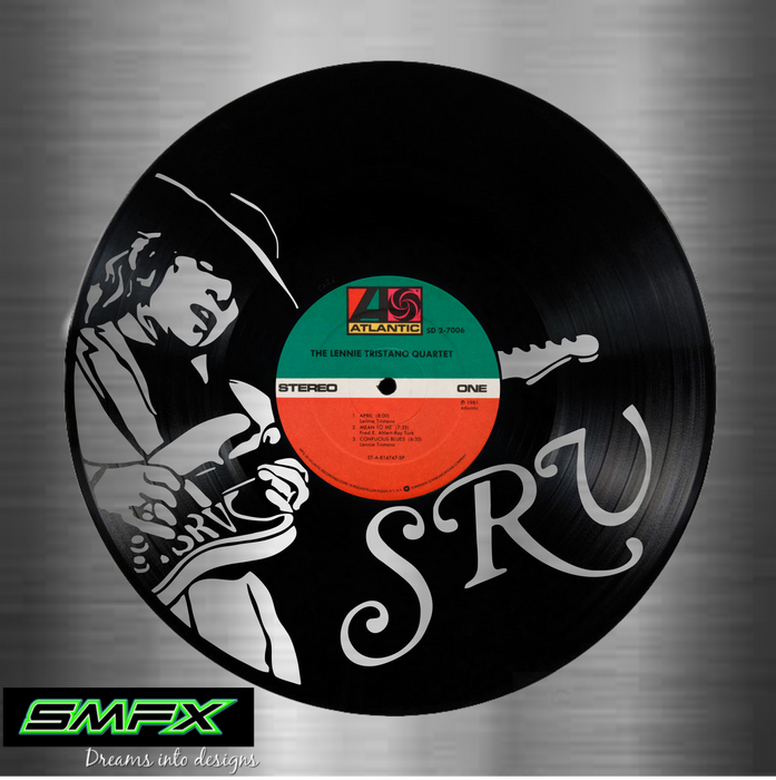 Stevie ray Vaughan Laser Cut Vinyl Record artist representation or vinyl clock