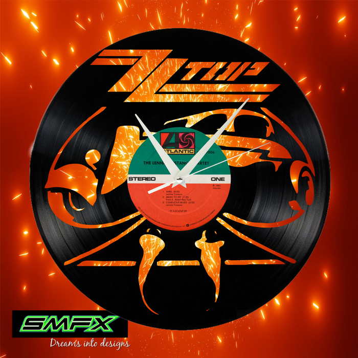 ZZ TOP Laser Cut Vinyl Record artist representation or vinyl clock