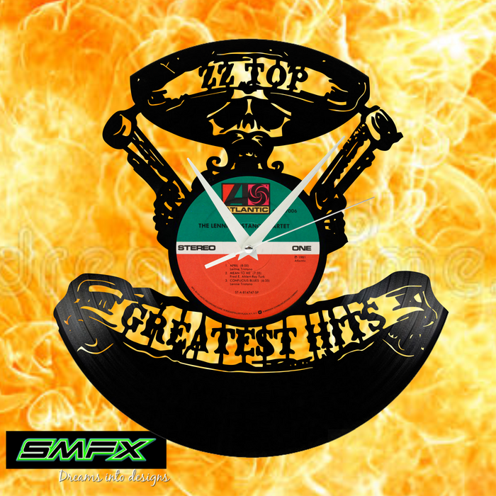 ZZ TOP Laser Cut Vinyl Record artist representation or vinyl clock