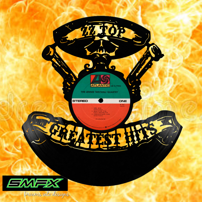 ZZ TOP Laser Cut Vinyl Record artist representation or vinyl clock