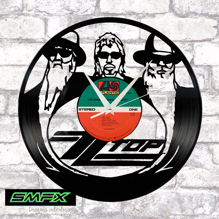 ZZ TOP Laser Cut Vinyl Record artist representation or vinyl clock
