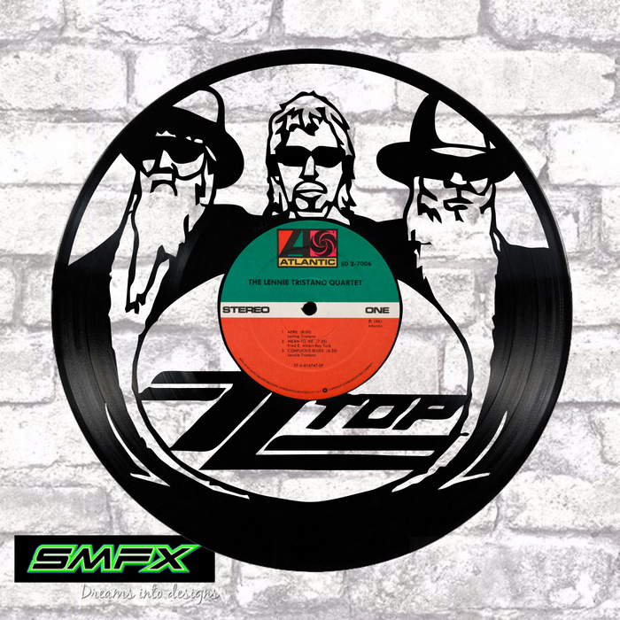 ZZ TOP Laser Cut Vinyl Record artist representation or vinyl clock