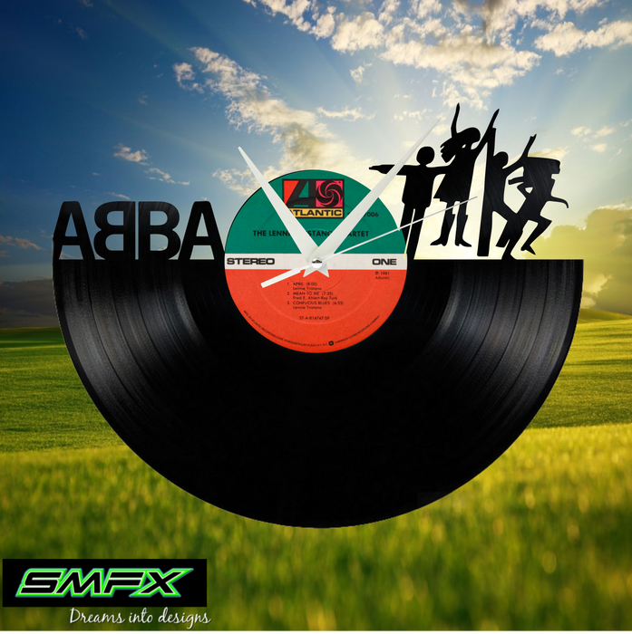 abba Laser Cut Vinyl Record artist representation or vinyl clock
