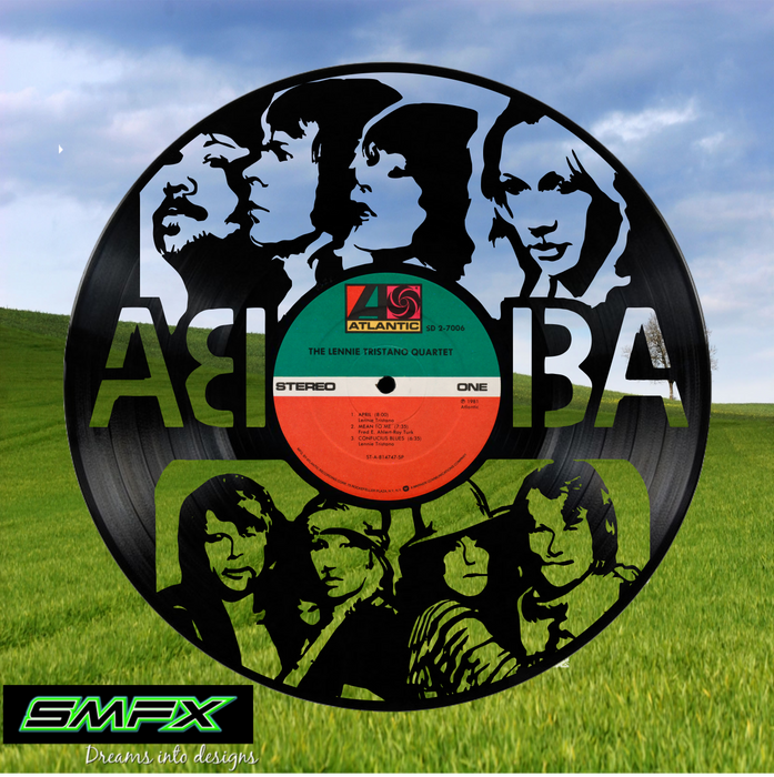 abba Laser Cut Vinyl Record artist representation or vinyl clock