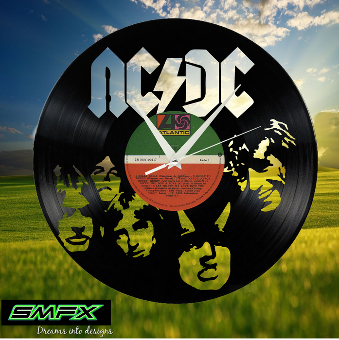 AC-DC  Laser Cut Vinyl Record artist representation or vinyl clock