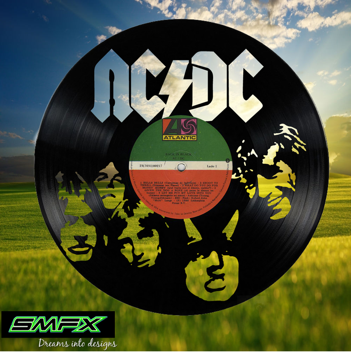 AC-DC Laser Cut Vinyl Record artist representation or vinyl clock