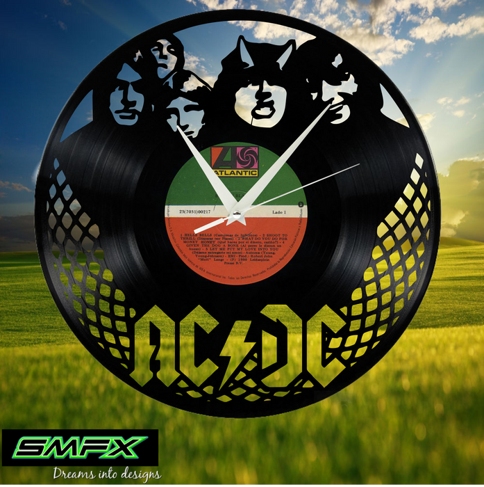 AC-DC  Laser Cut Vinyl Record artist representation or vinyl clock