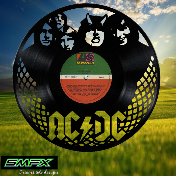 AC-DC Laser Cut Vinyl Record artist representation or vinyl clock