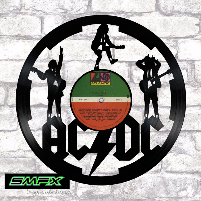 AC-DC Laser Cut Vinyl Record artist representation or vinyl clock