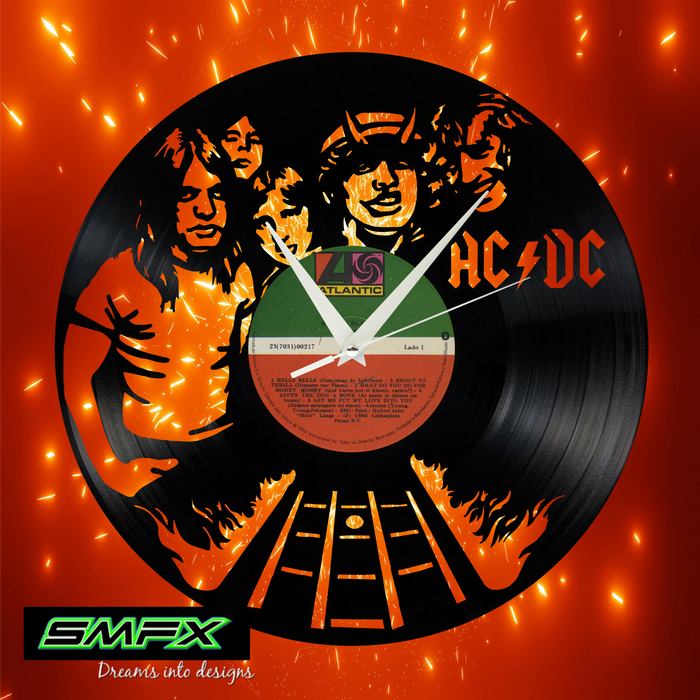 AC-DC  Laser Cut Vinyl Record artist representation or vinyl clock