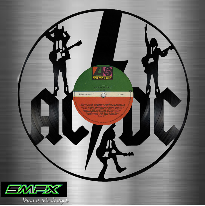 AC-DC Laser Cut Vinyl Record artist representation or vinyl clock
