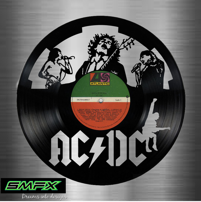AC-DC Laser Cut Vinyl Record artist representation or vinyl clock