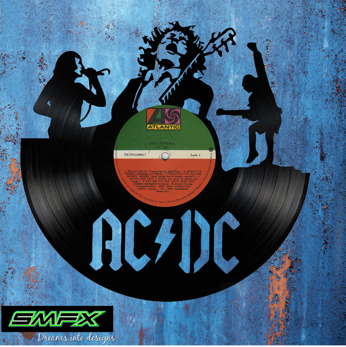 AC-DC Laser Cut Vinyl Record artist representation or vinyl clock