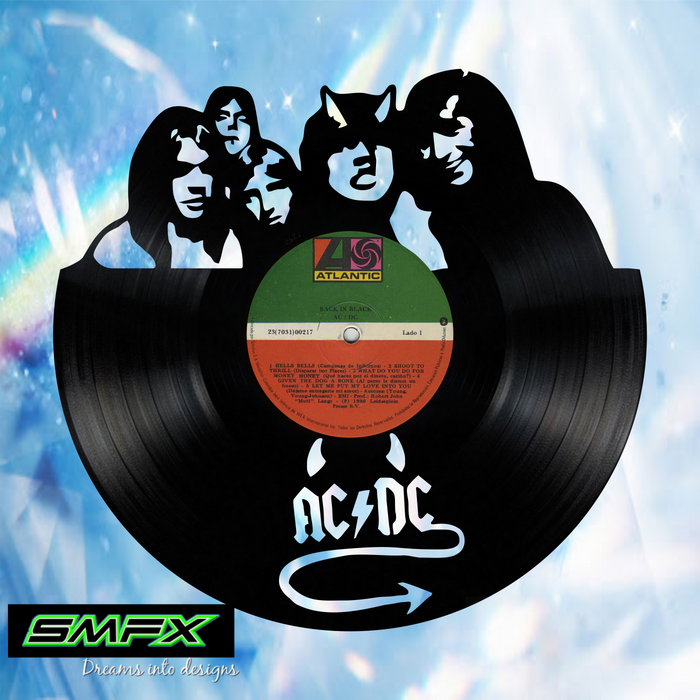 AC-DC Laser Cut Vinyl Record artist representation or vinyl clock