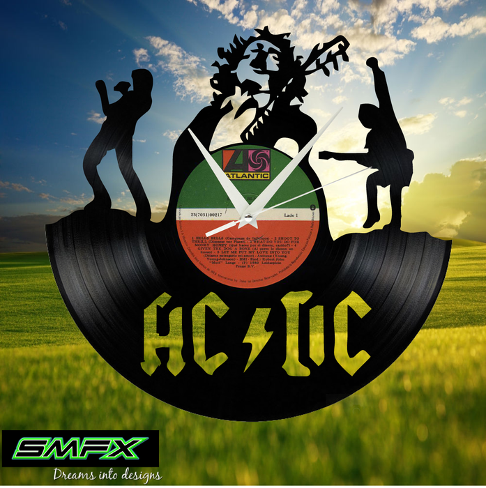AC-DC  Laser Cut Vinyl Record artist representation or vinyl clock