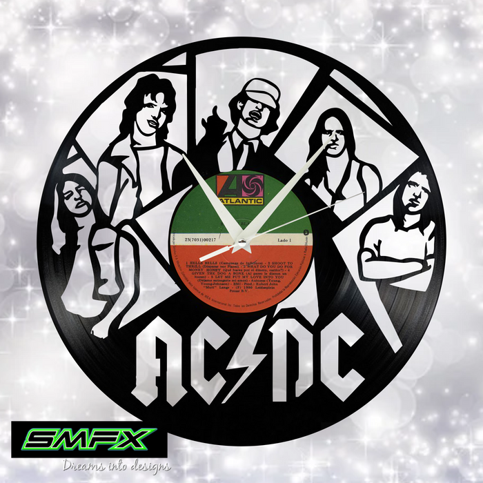 AC-DC  Laser Cut Vinyl Record artist representation or vinyl clock