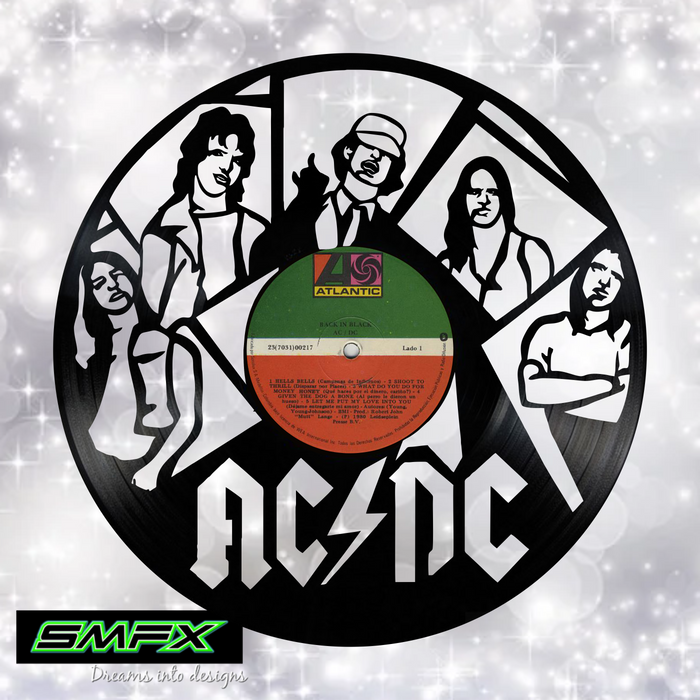 AC-DC Laser Cut Vinyl Record artist representation or vinyl clock