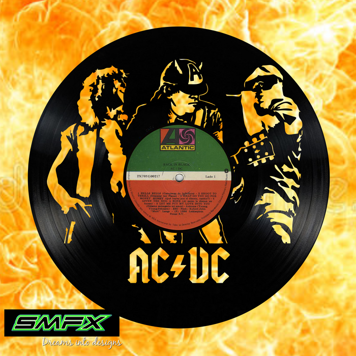 AC-DC Laser Cut Vinyl Record artist representation or vinyl clock