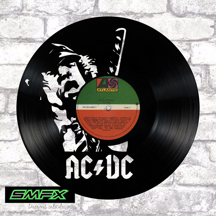 AC-DC Laser Cut Vinyl Record artist representation or vinyl clock