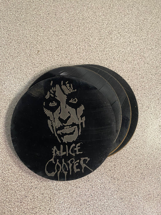 Alice Cooper Laser Engraved Coaster Set of 4 Cut Vinyl Record artist representation