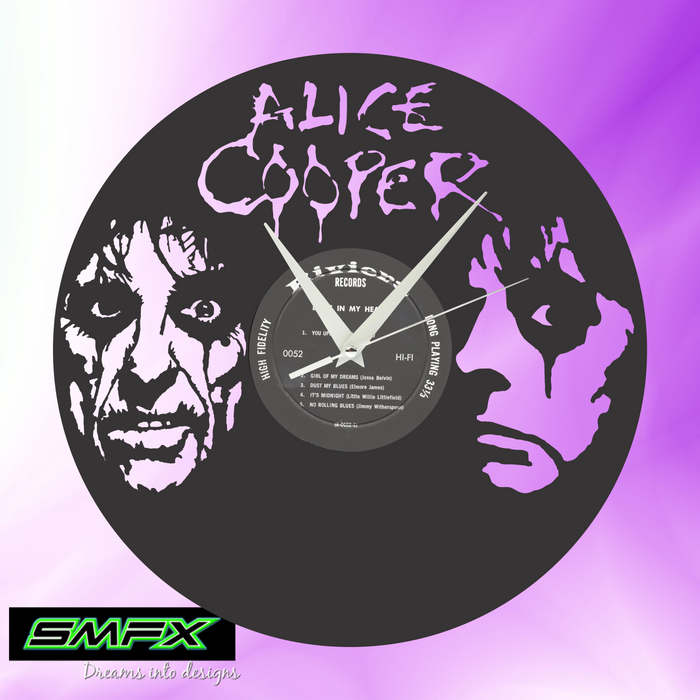 alice cooper Laser Cut Vinyl Record artist representation or vinyl clock